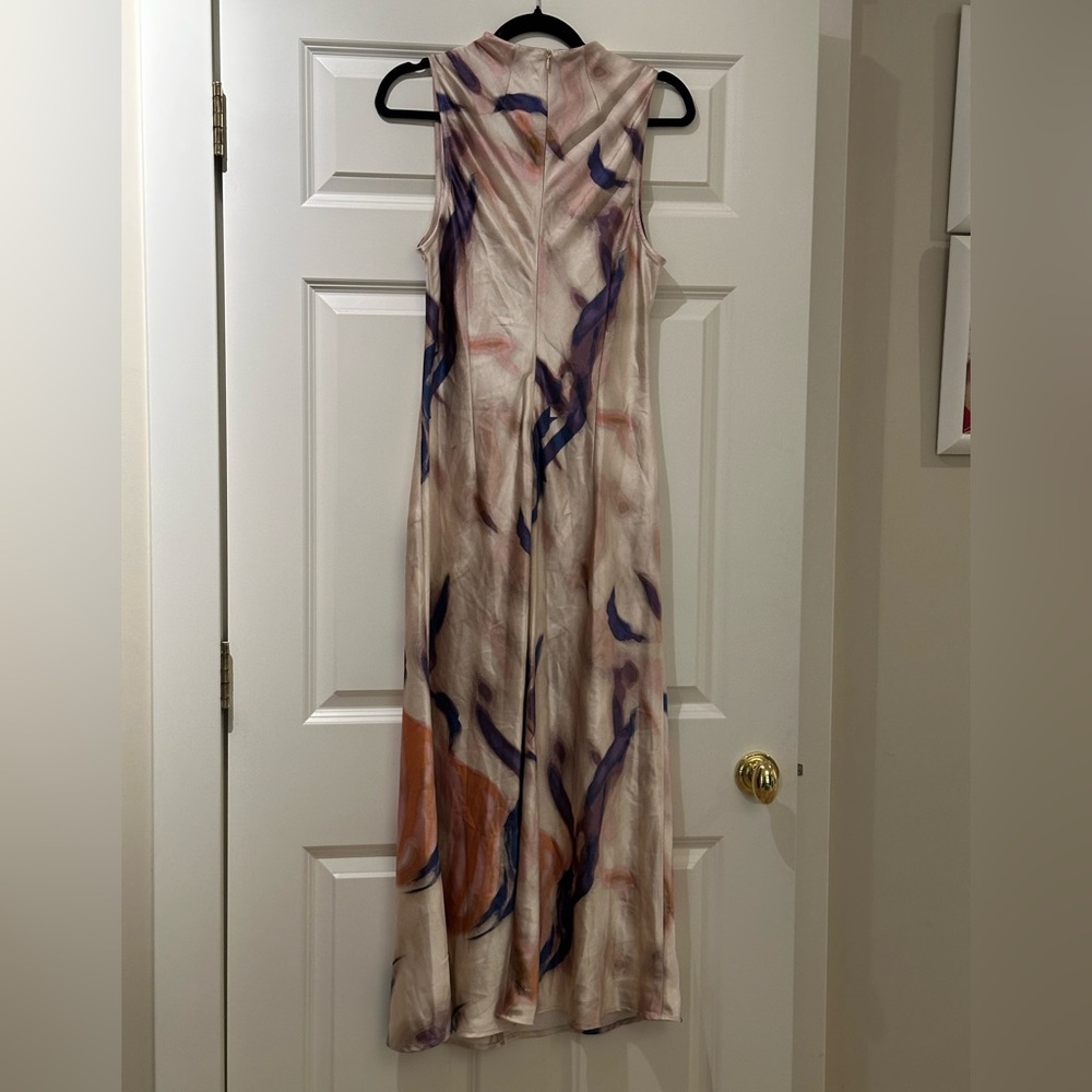 LUXELY women’s High Neck Satin Midi Dress - Picture 7 of 13